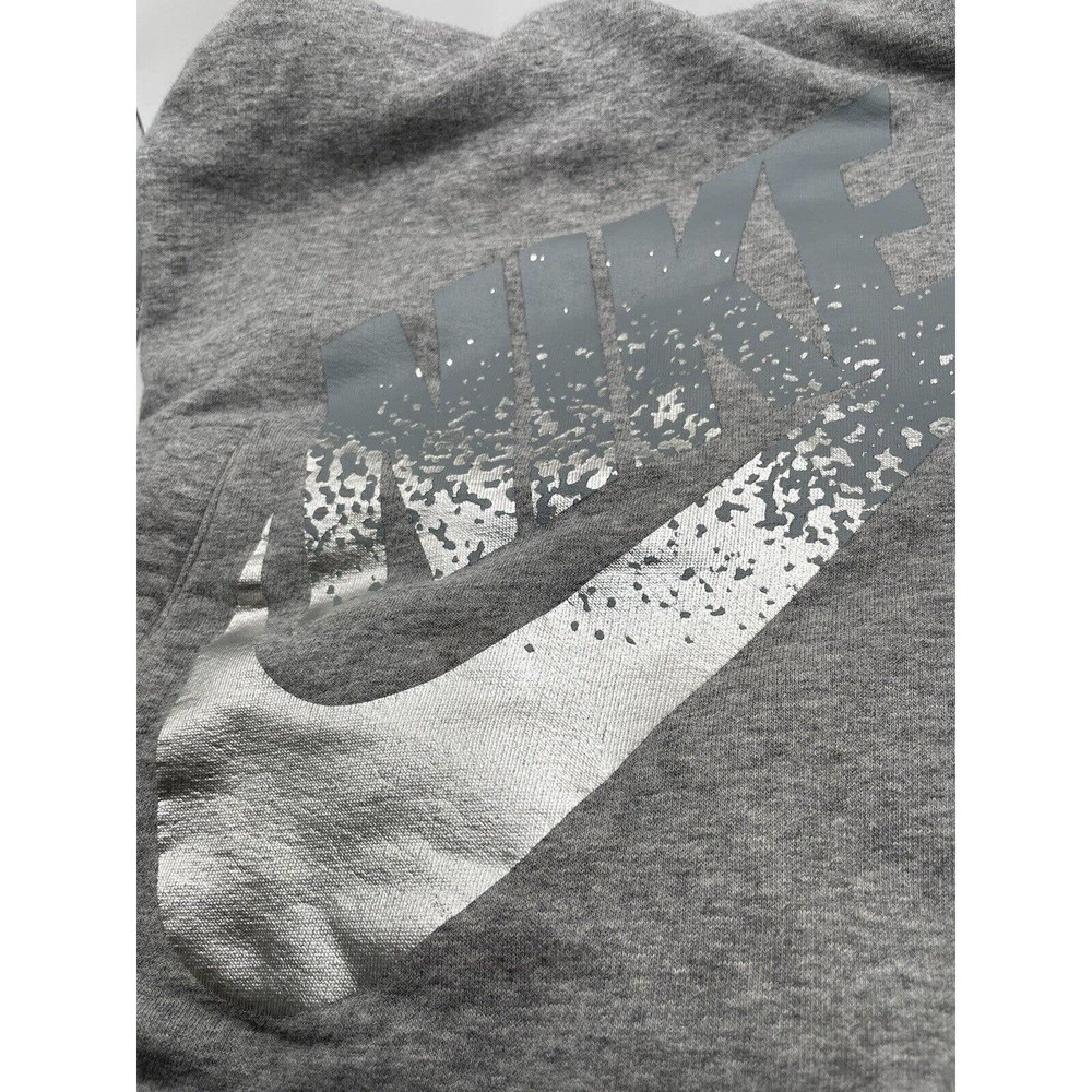 NIKE Red Tag Women’s XS Cowl Neck Hoodie Sweatshirt Gray Silver Logo - Picture 2 of 4